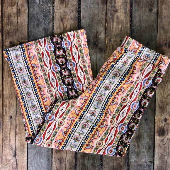 Multi Color Tie Waist Wide Leg Pants - Picture 1 of 7